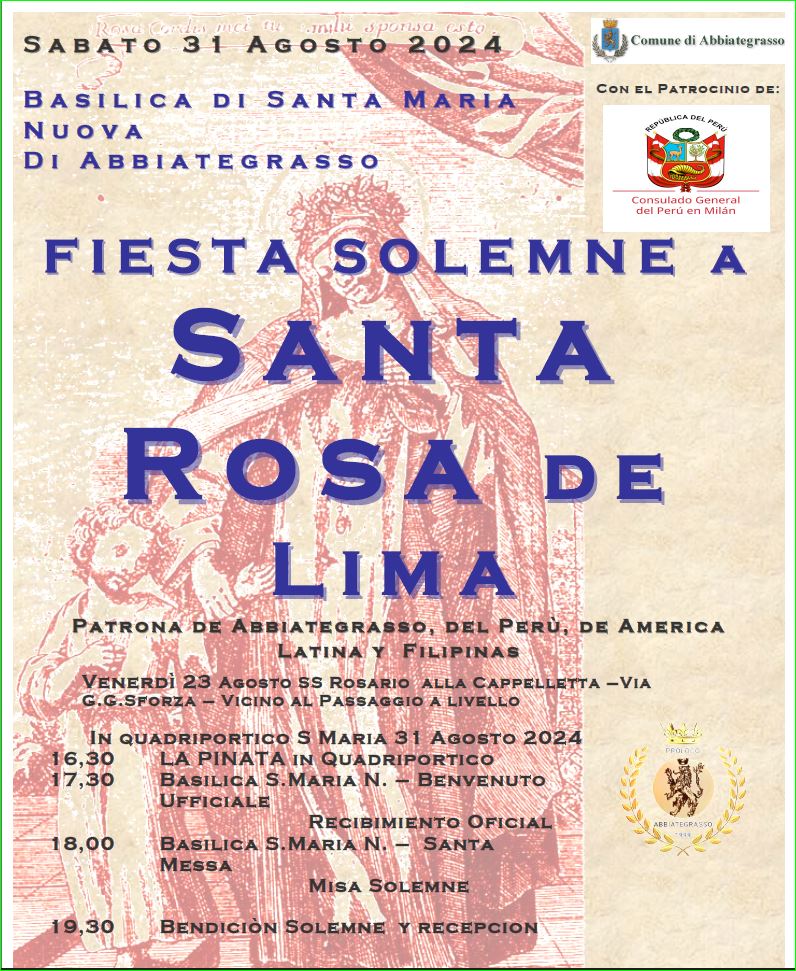 Fiesta solemne a Santa Rosa de Lima - sabato 31 agosto